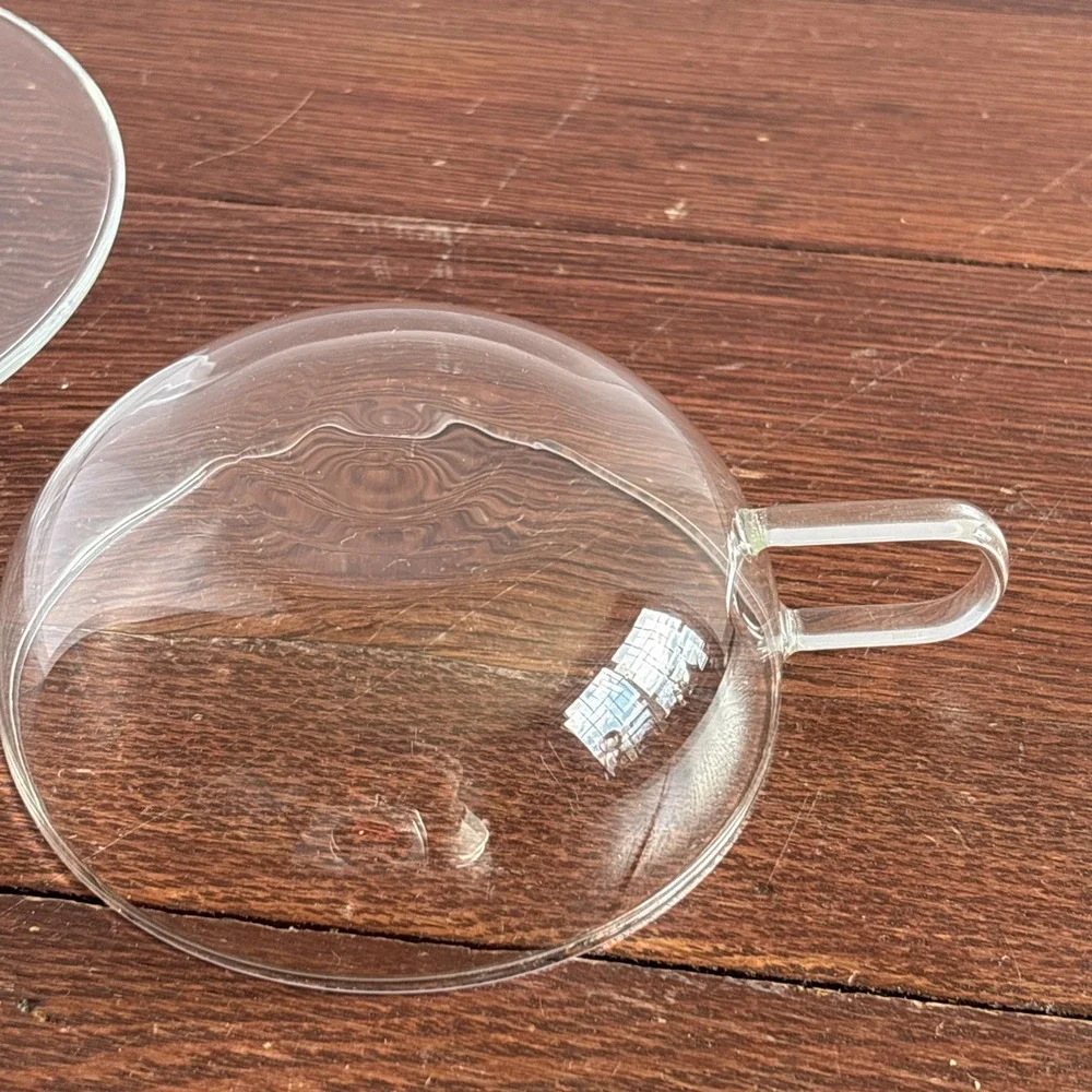 Tea Forte Tea Cup Sontu Artisan Handblown Clear Glass w/ Large Saucer 6 oz‎